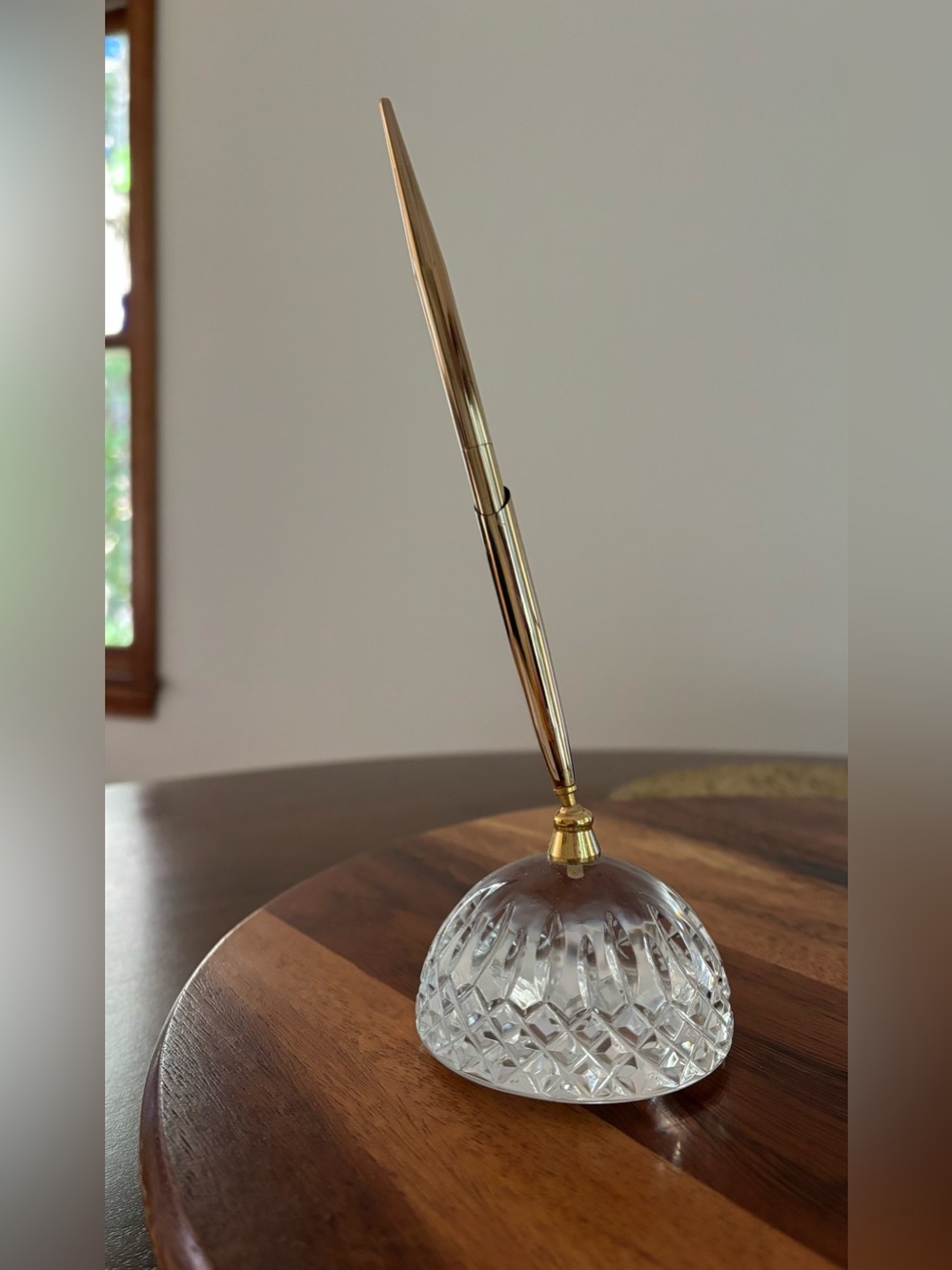 Vintage Lenox Crystal Desk Pen with Gold-Tone Finish